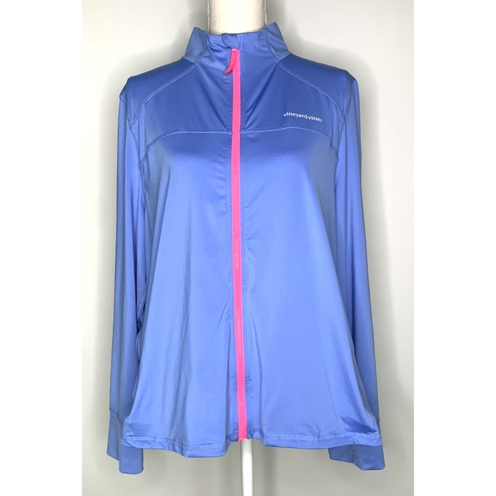 Vineyard Vines Performance Jacket Womens XL Blue Pink Full Zip Stretch